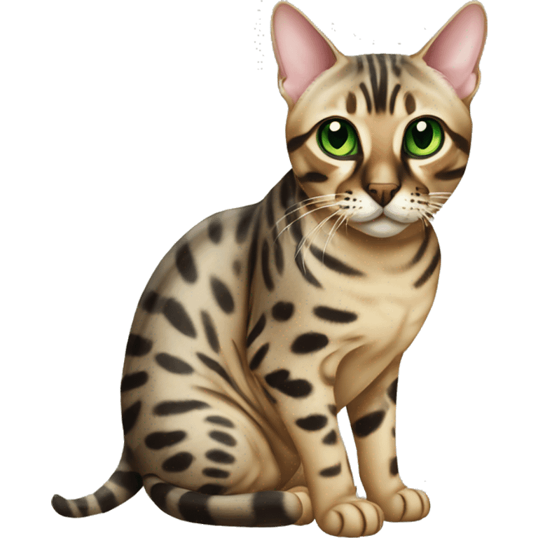 Seal Bengal cat with green eyes sitting emoji