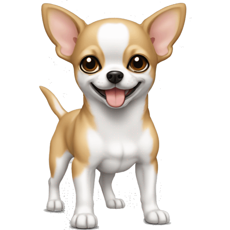 Perrito chihuahua color blanco con lengüita de fuera emoji