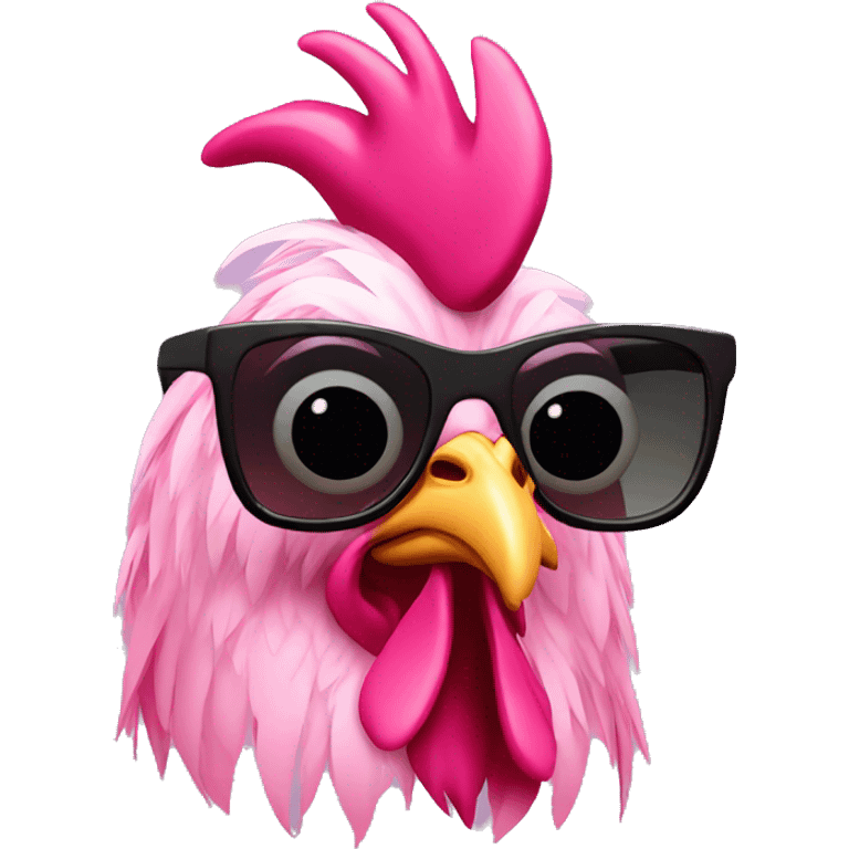 Pink rooster wearing sunglasses  emoji