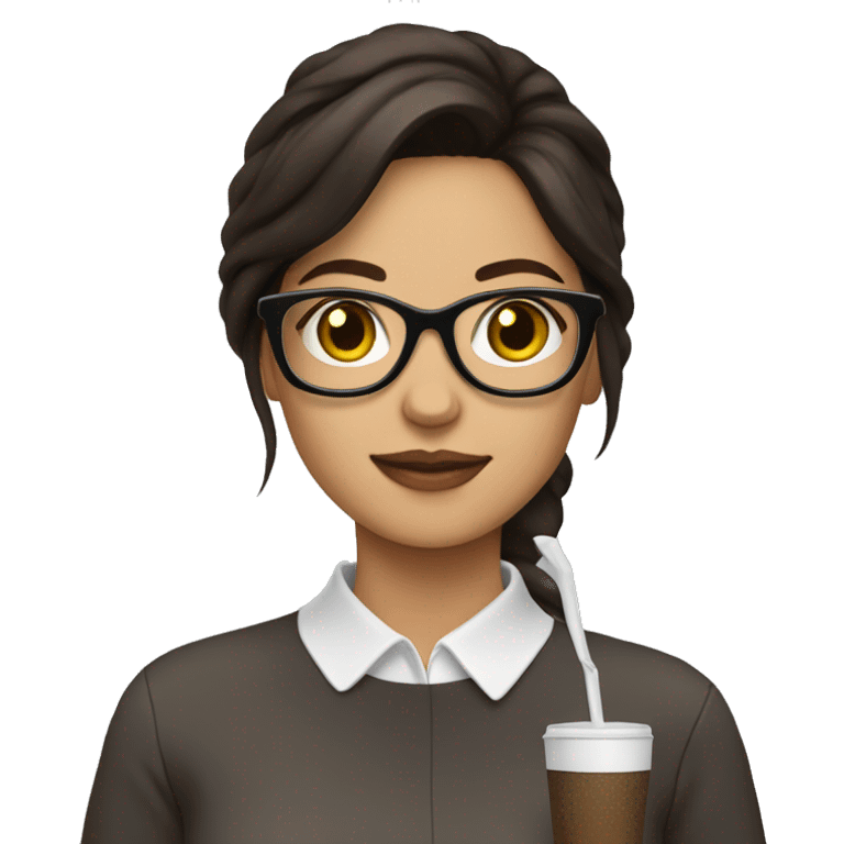 brunette with glasses, drinking coffee  emoji