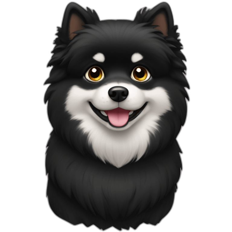 Black cute spitz emoji