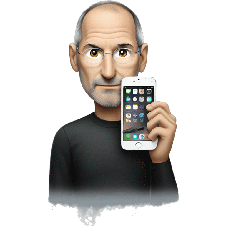 Steve jobs with an iphone in his hands emoji