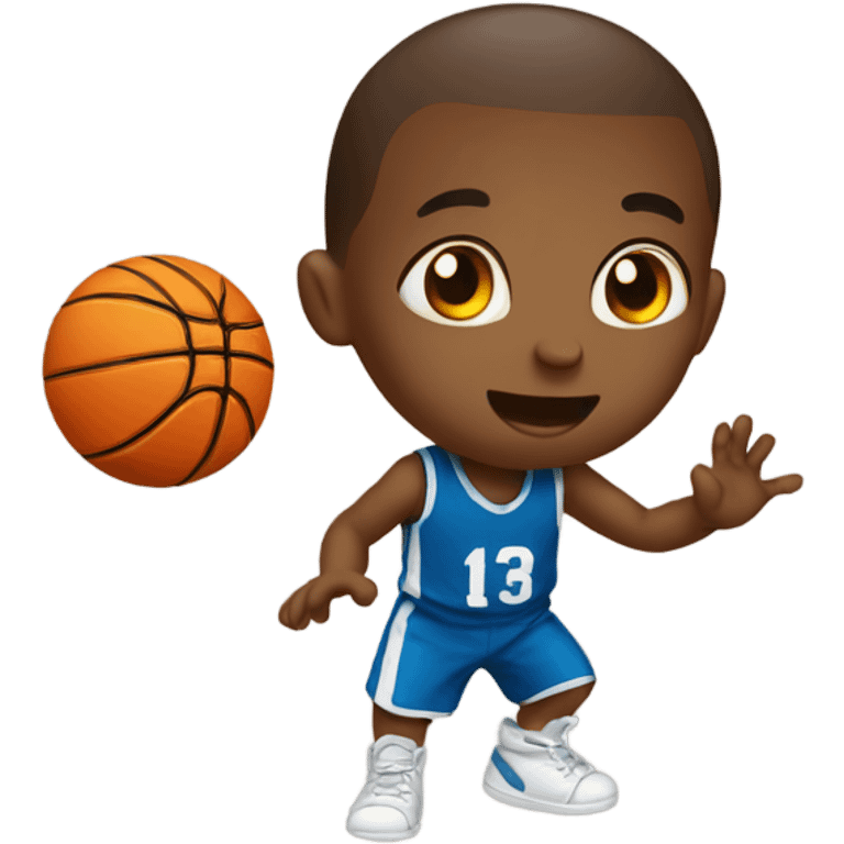 Playing basketball against baby emoji