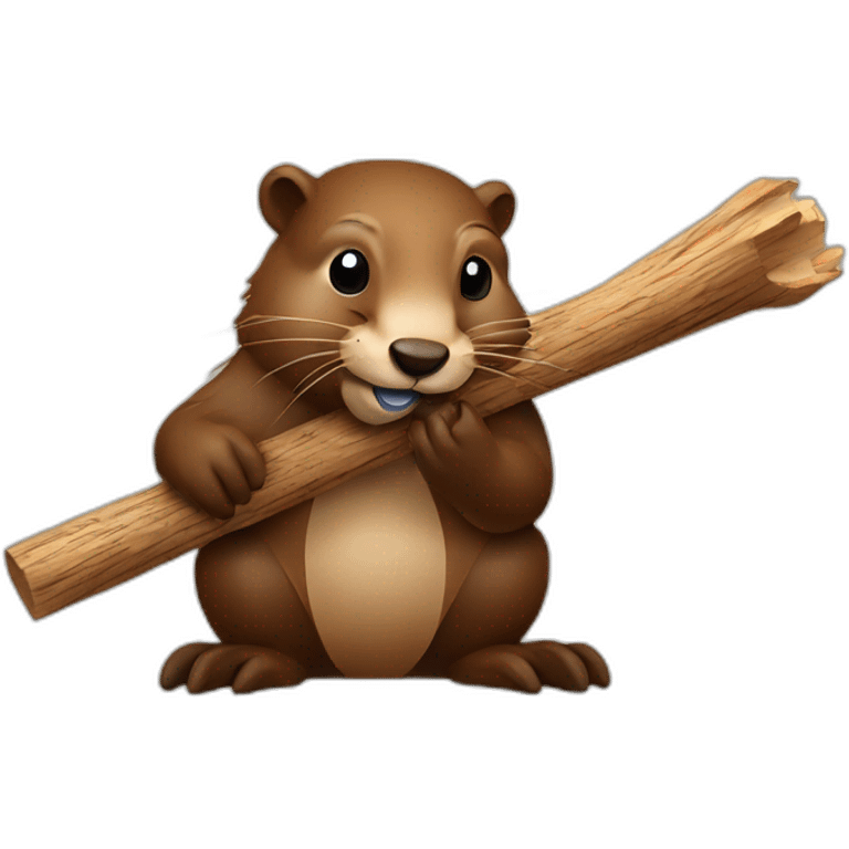 a beaver with a piece of wood in its mouth emoji