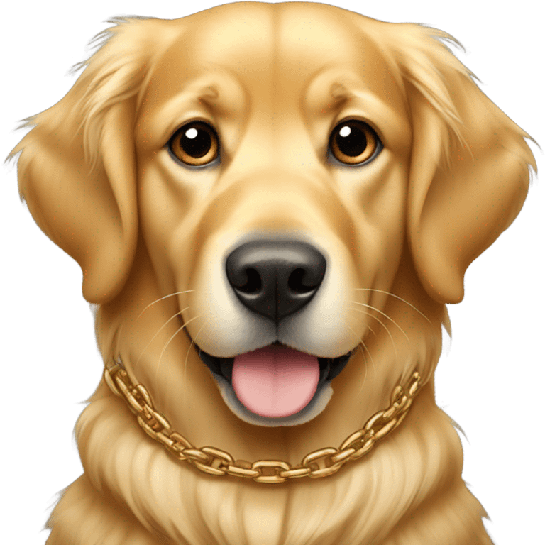 A golden retriever with a chain around its neck emoji