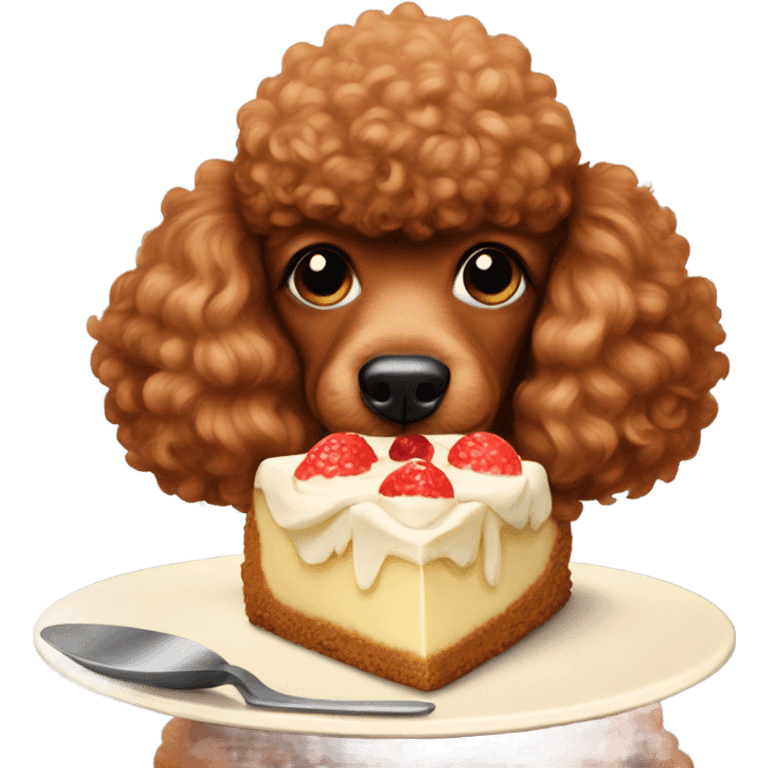 Red poodle eating cheesecake emoji