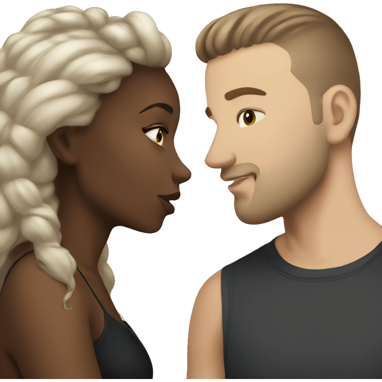 White men and black girl kiss emoji