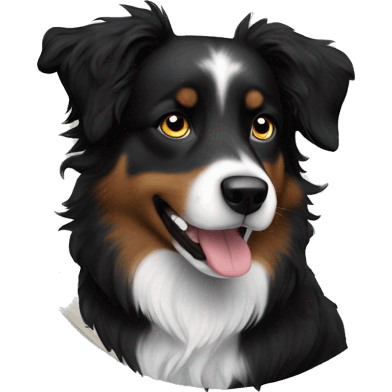 Small black australian shepherd dog moon emoji