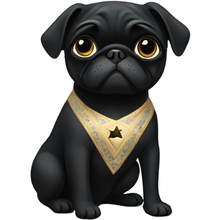 Black pug in a Jewish star dress emoji