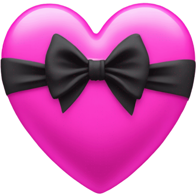 neon pink heart with black bow tied around it emoji