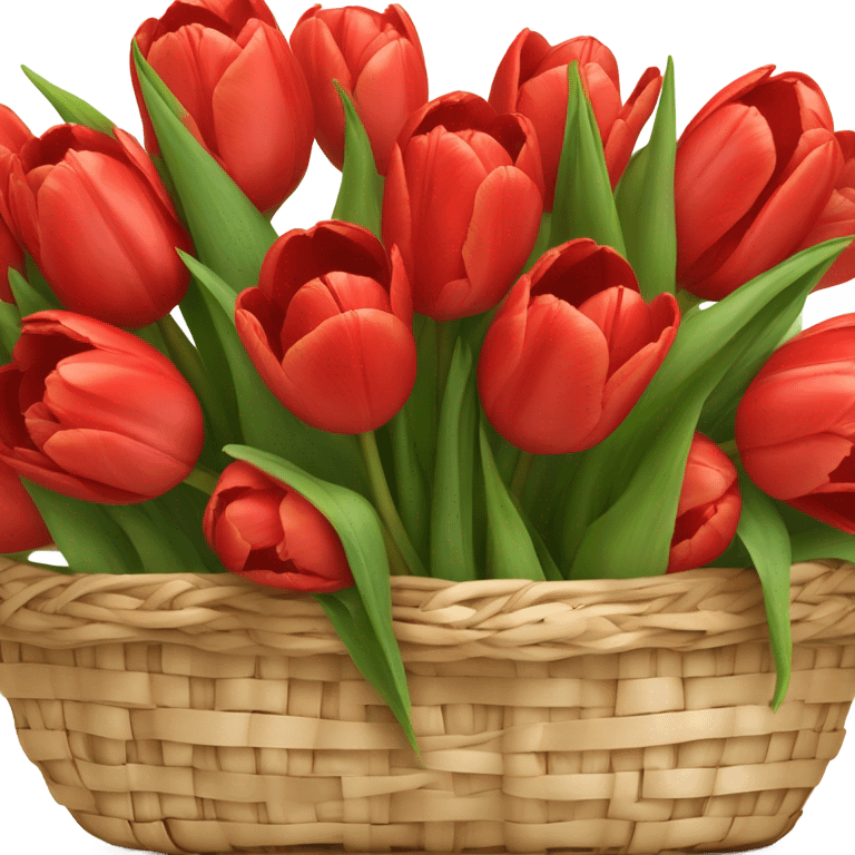 Red tulips bouquet in basket emoji