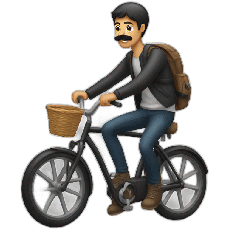 young Man with moustache on a bike emoji