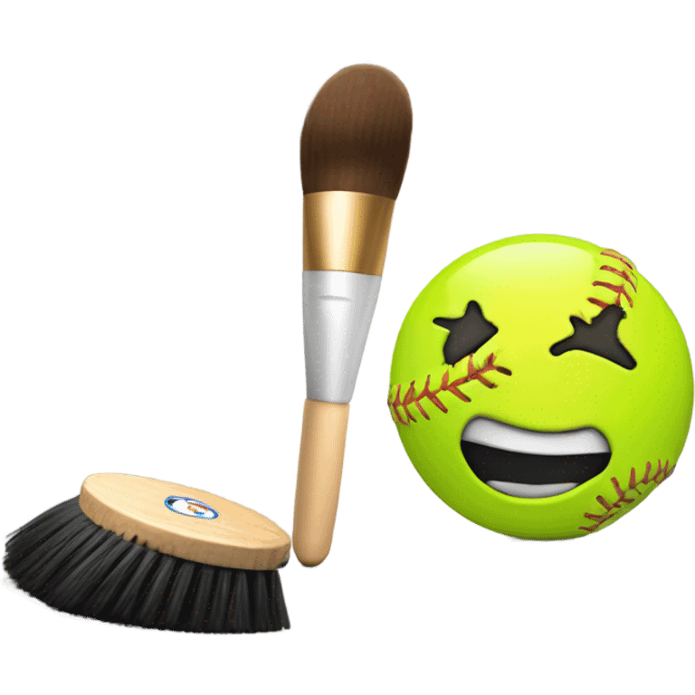 Softball with a makeup brush emoji