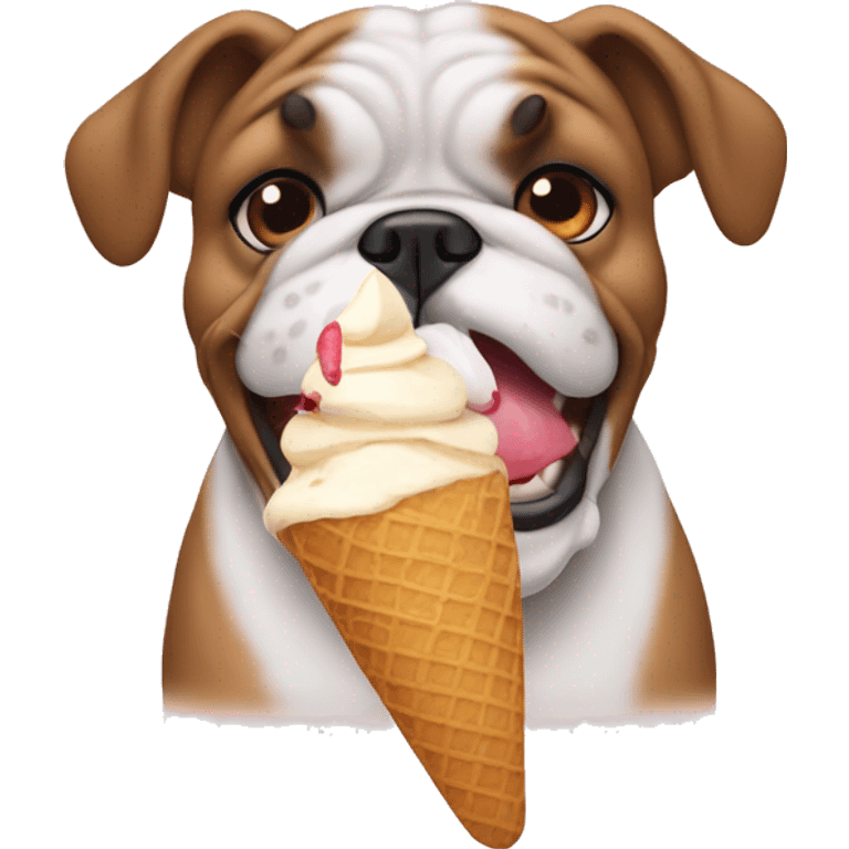 bulldog eating icecream  emoji