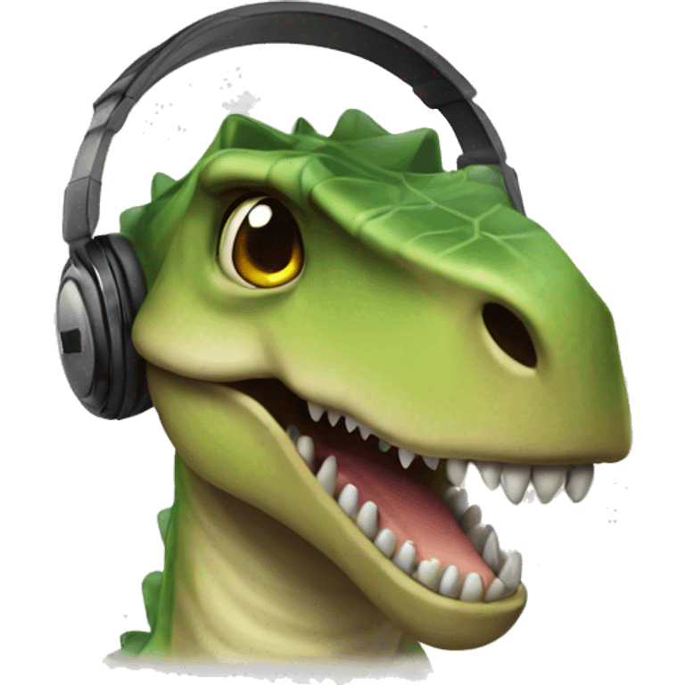 Dinosaur with headphones emoji