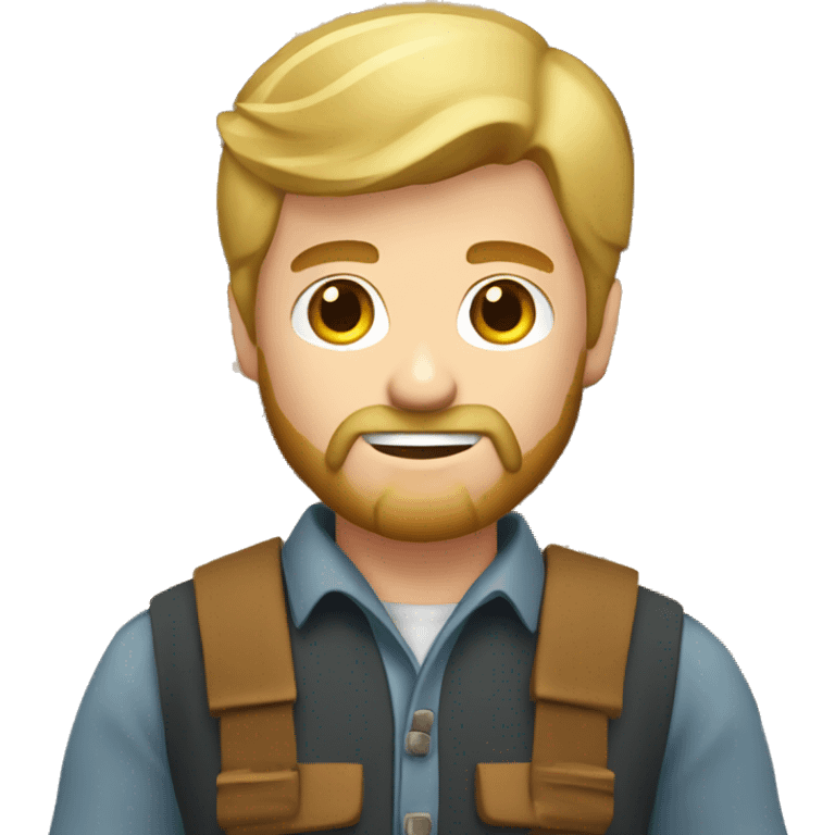 young white man lumberjack with beard blond hair chopping firewood emoji