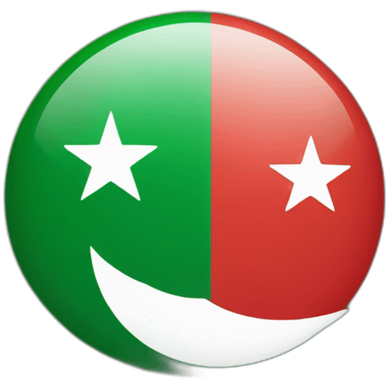 Half green and half red with moon and a star like Pakistani flag emoji