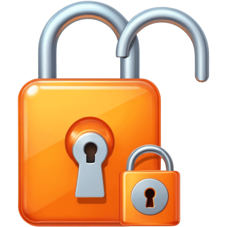 Holographic and glassmorphic orange lock emoji