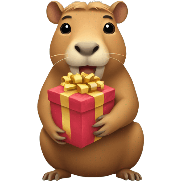 Capybara holding a gift emoji