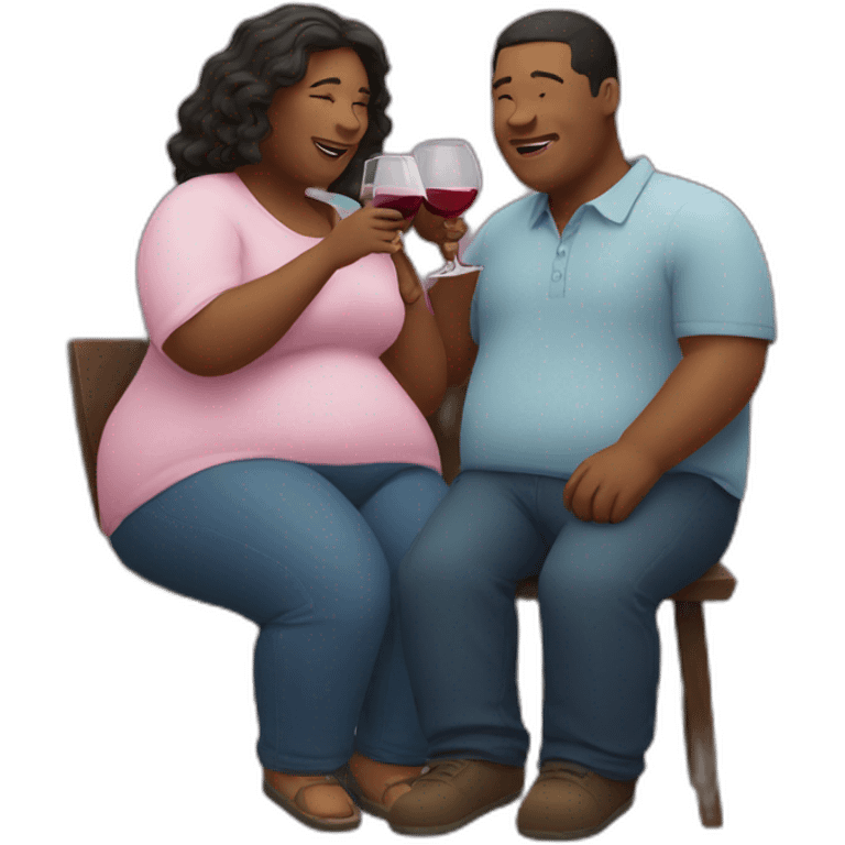 overweight couple drinking wine emoji