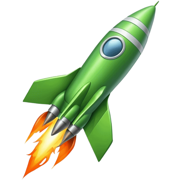 Cinematic realistic 3d green rocket emoji