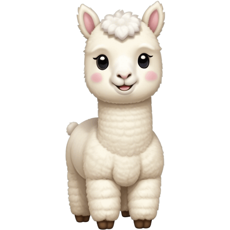 Cute smiling white alpacka stuffed toy with long neck emoji