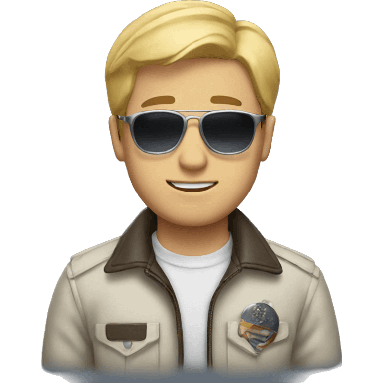 a guy with blond hair and aviator glasses. emoji