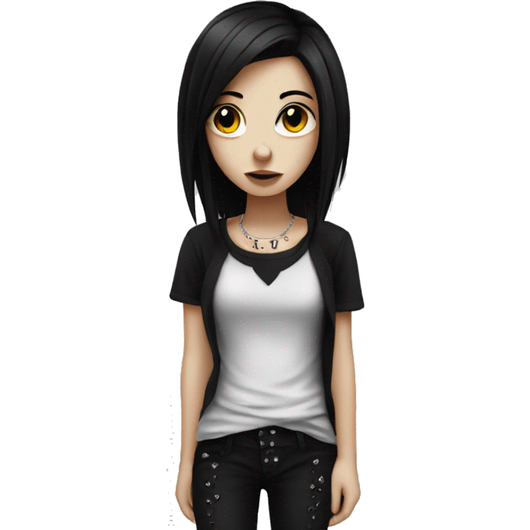 emo girl with black hair and piercings emoji