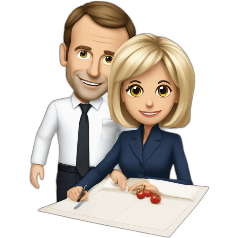 Emmanuel Macron en cours avec comme prof Brigitte Macron emoji