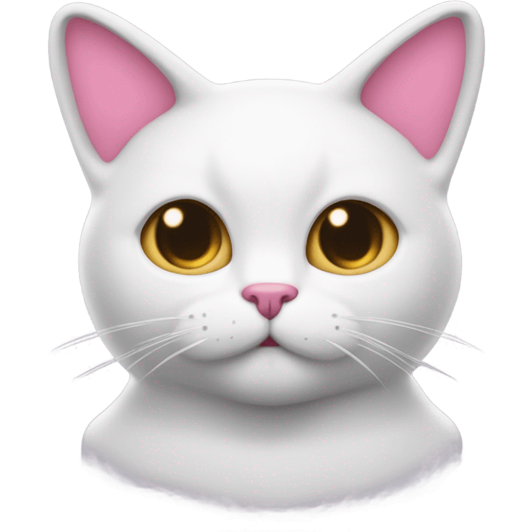 Gato blanco con moño rosado  emoji