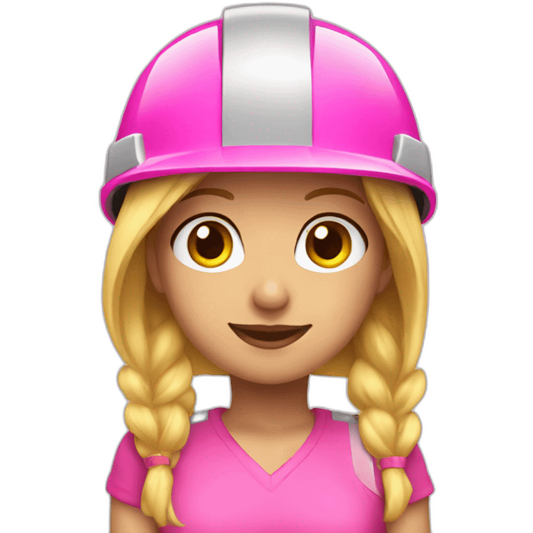 blonde girl in a pink construction material helmet emoji