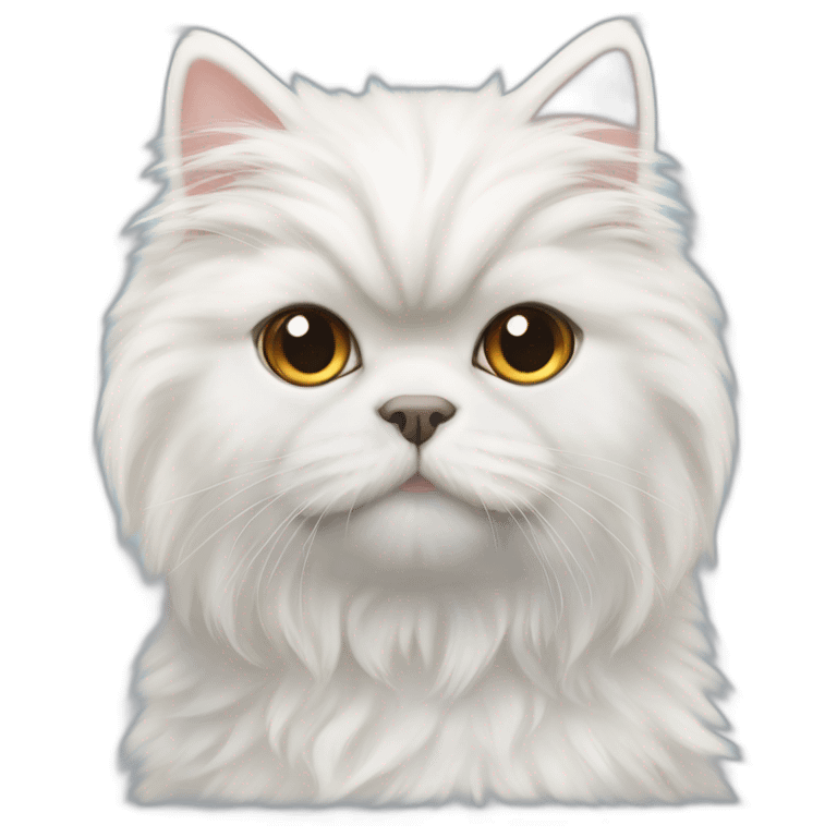 fluffy white persian cat with a yorkiepoo emoji