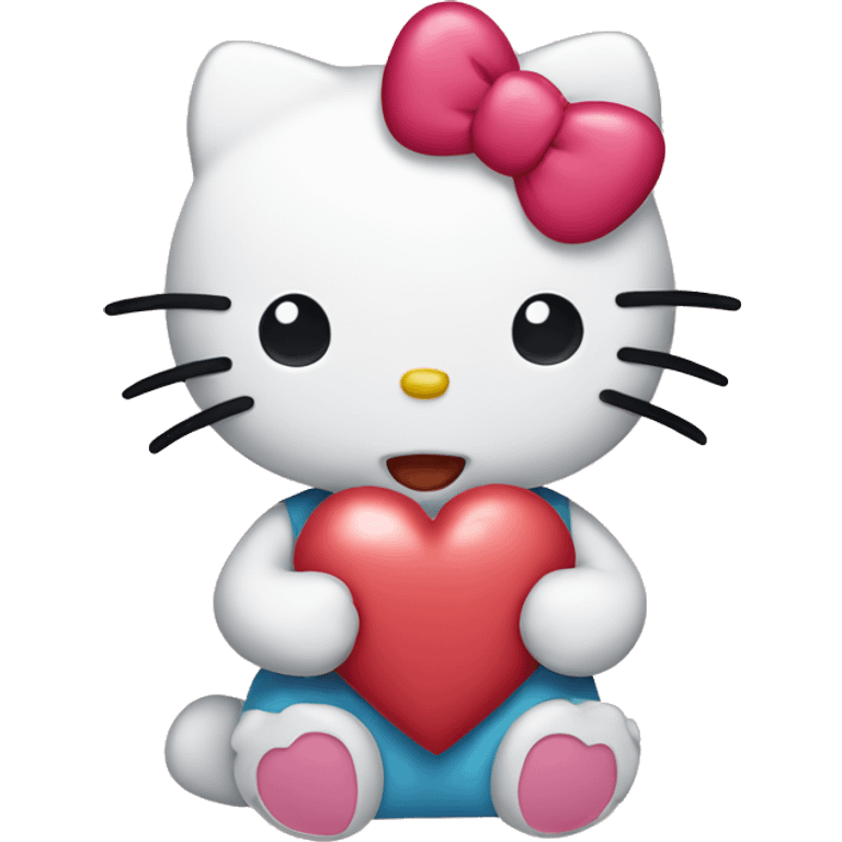 Hello kitty holding heart emoji