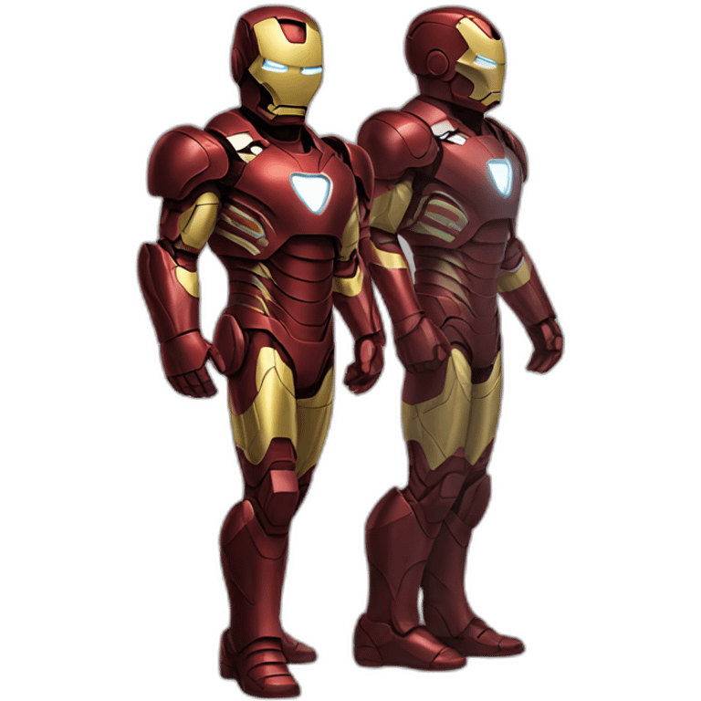 Iron man standing with it's all suits emoji