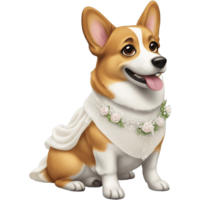 Corgi wearing wedding dress emoji