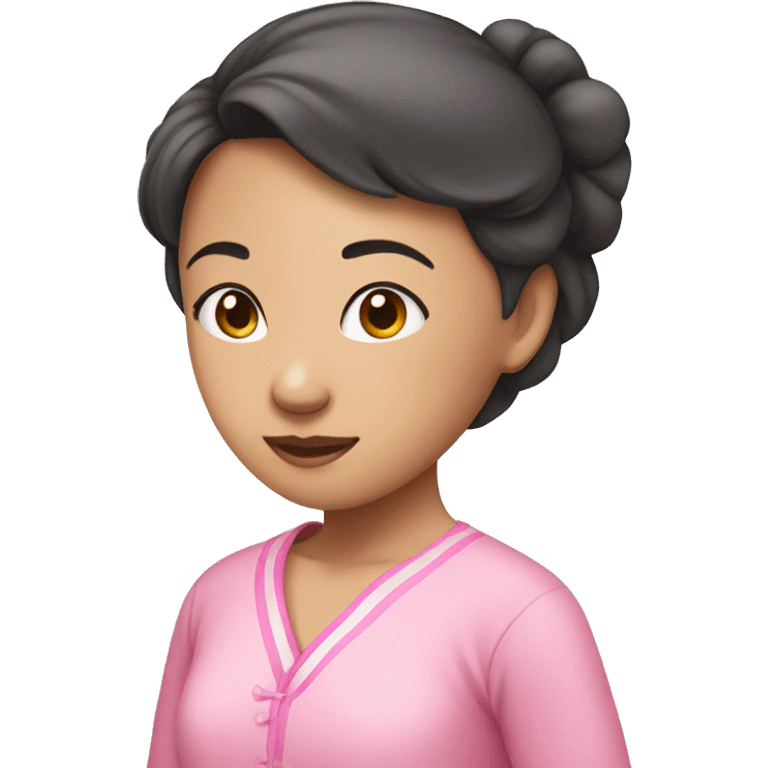 Asian girl wearing pink pajamas  emoji