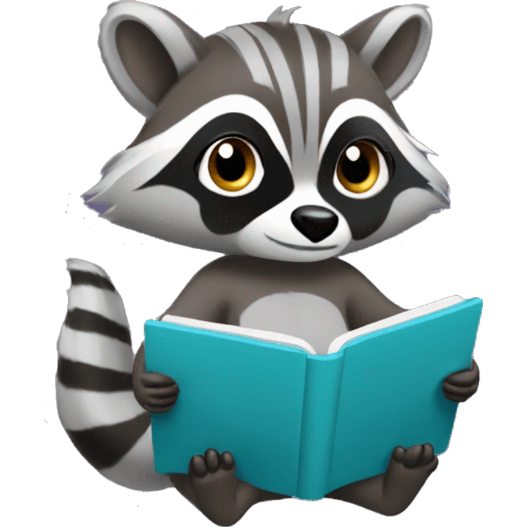 Female Racoon Reading on an e-Reader emoji