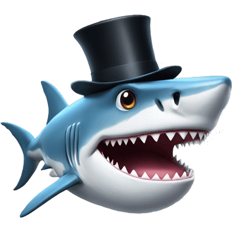 Shark with a top hat emoji