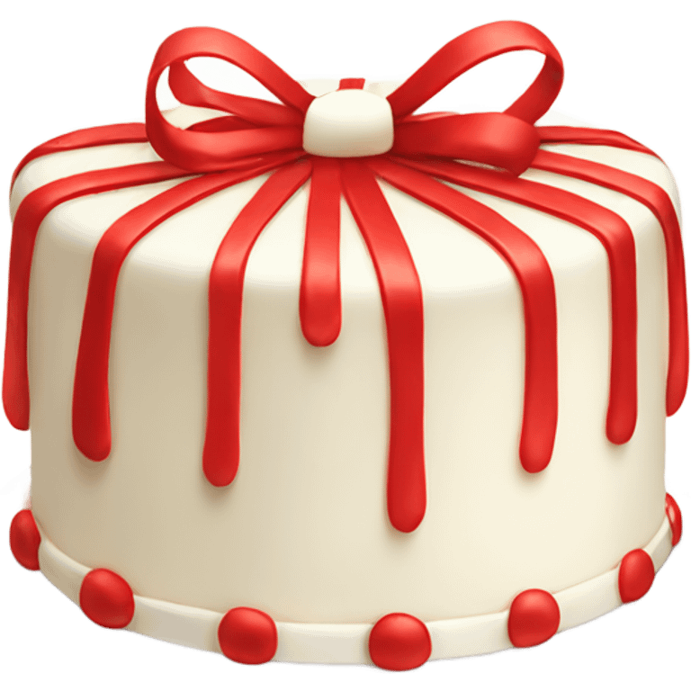 white cake with red thin bows emoji