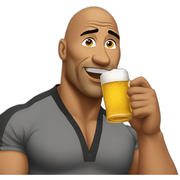 The rock drinking beer emoji