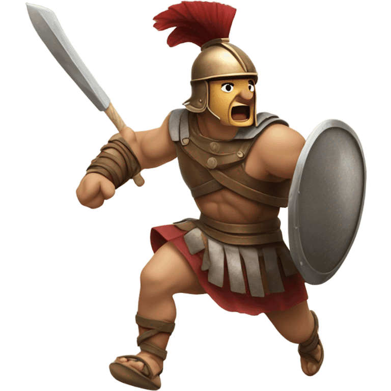 Gladiator running from the side, empty hands, full sprint emoji