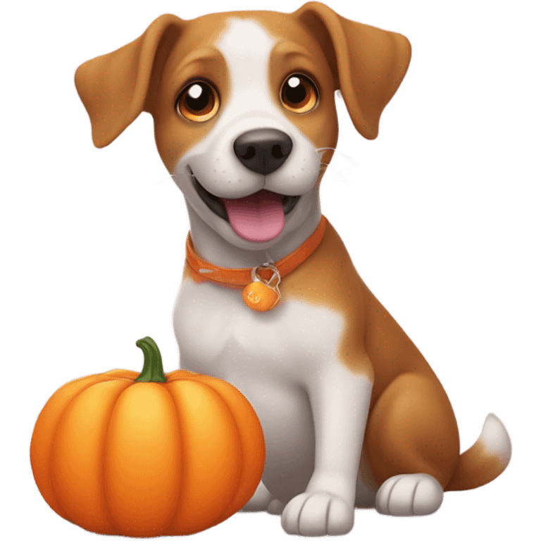 dog kissing a pumpkin while washing the dishes emoji