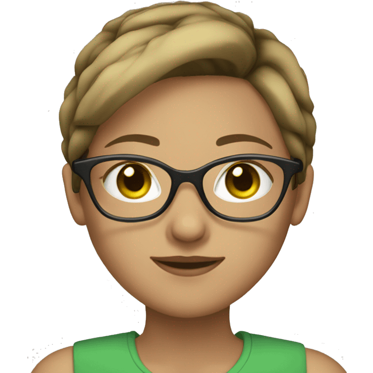 green eyed female with light brunette hair and eyeglasses emoji