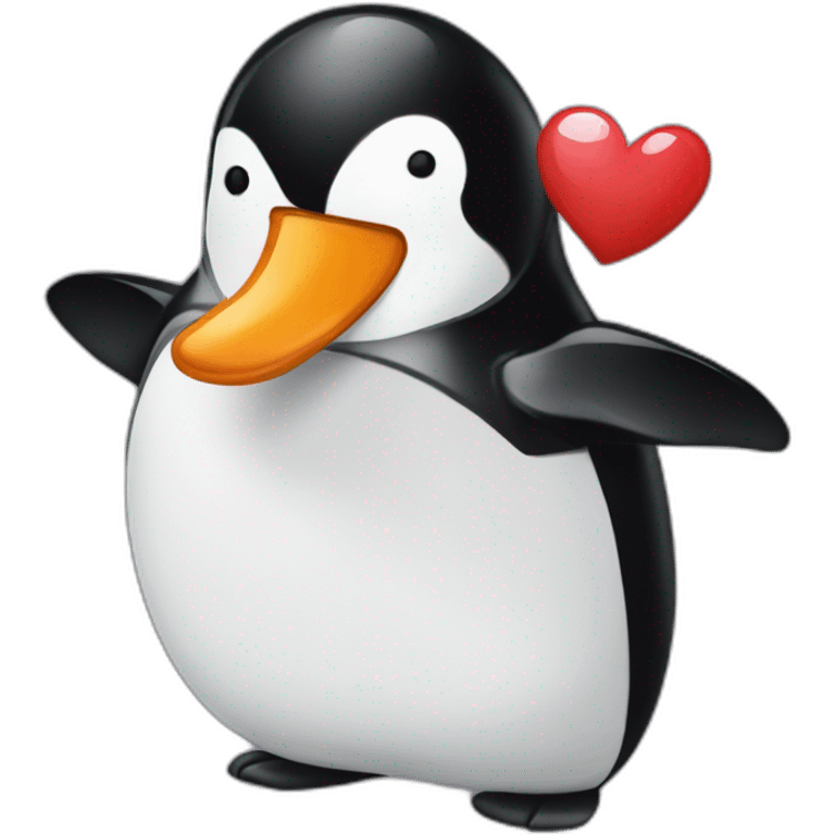 Pingüino lanzando besos emoji