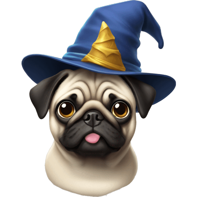 generates a pug dog with a wizard's hat emoji