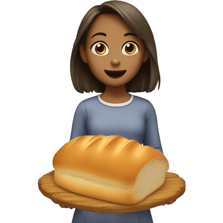 Girl eating bread emoji