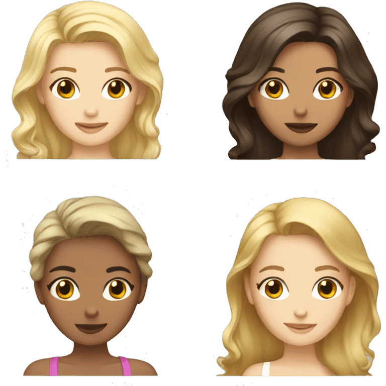 blonde, brunette, brunette emoji