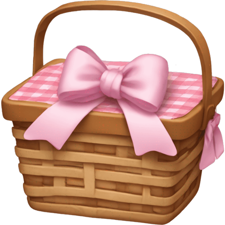 Picnic  basket in light pink bow emoji