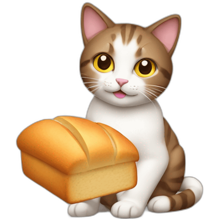 A cat holding a bread  emoji