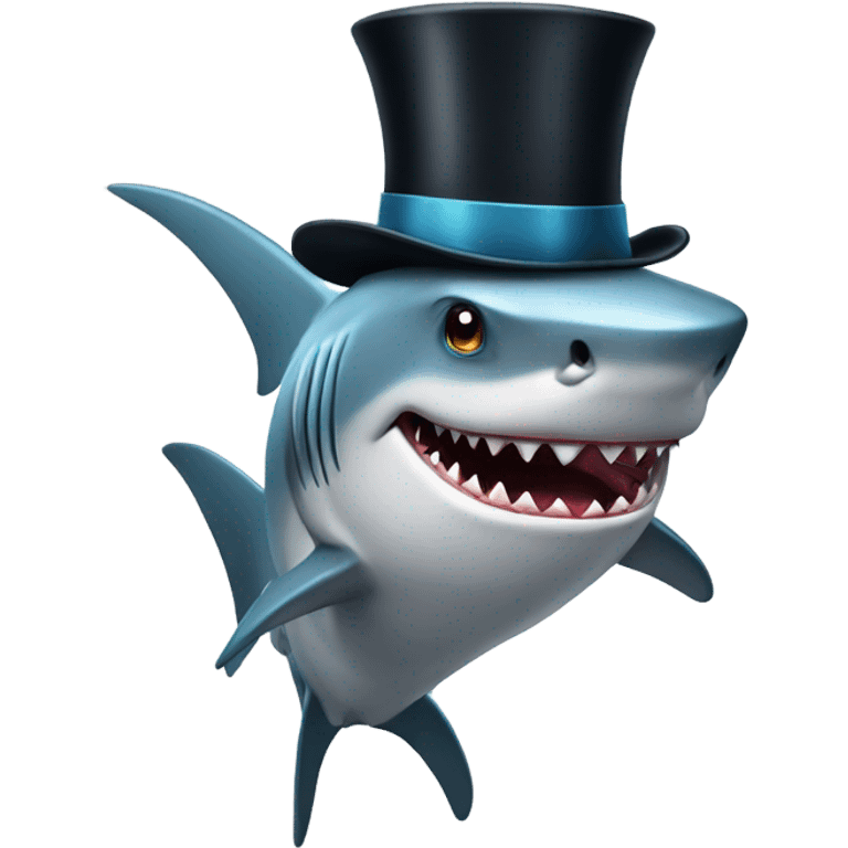 Shark with a top hat emoji